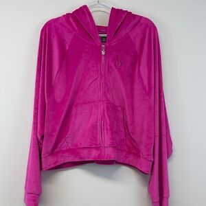 Victoria's Secret Pink Fuchsia Velour Zip Hoodie Y2K Lounge XXL